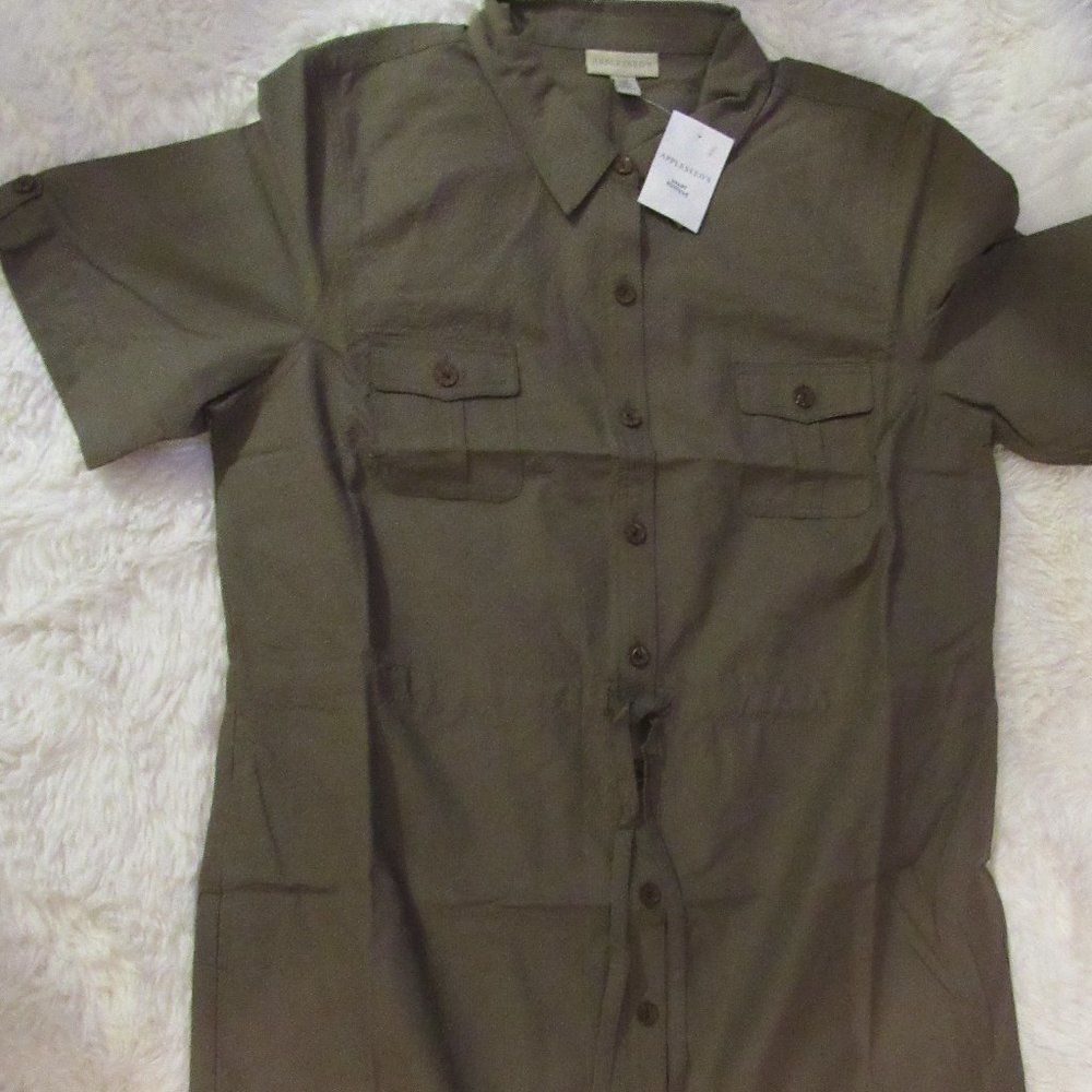 Appleseed's Olive Button-Down Midi Dress